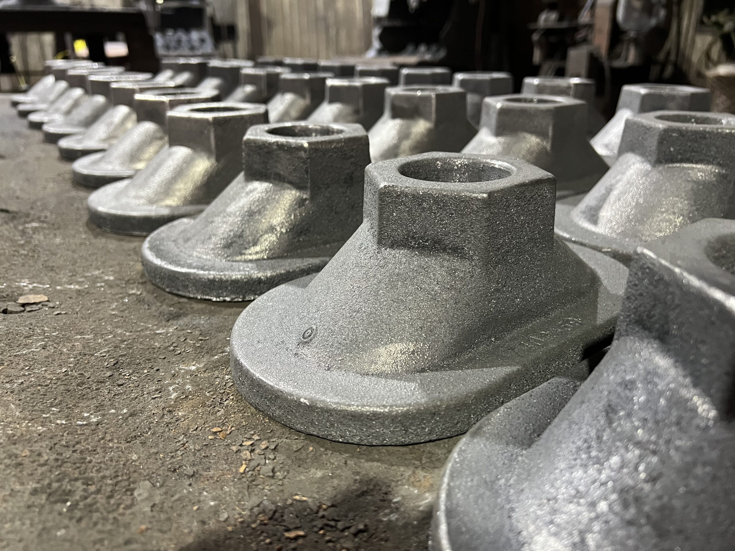 Multiple rows of castings.